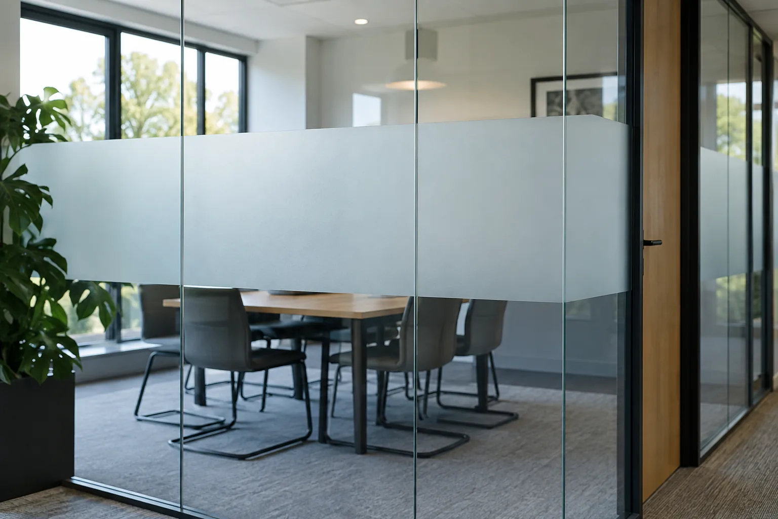 Office Partition Safety Film installation
